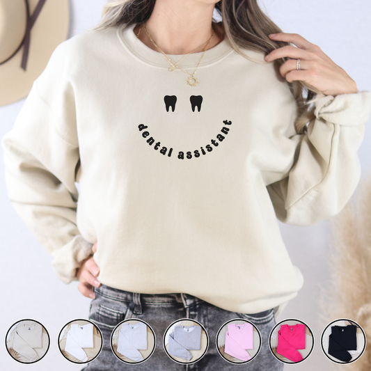 Dental Assistant Smiley Face Crewneck Sweatshirt