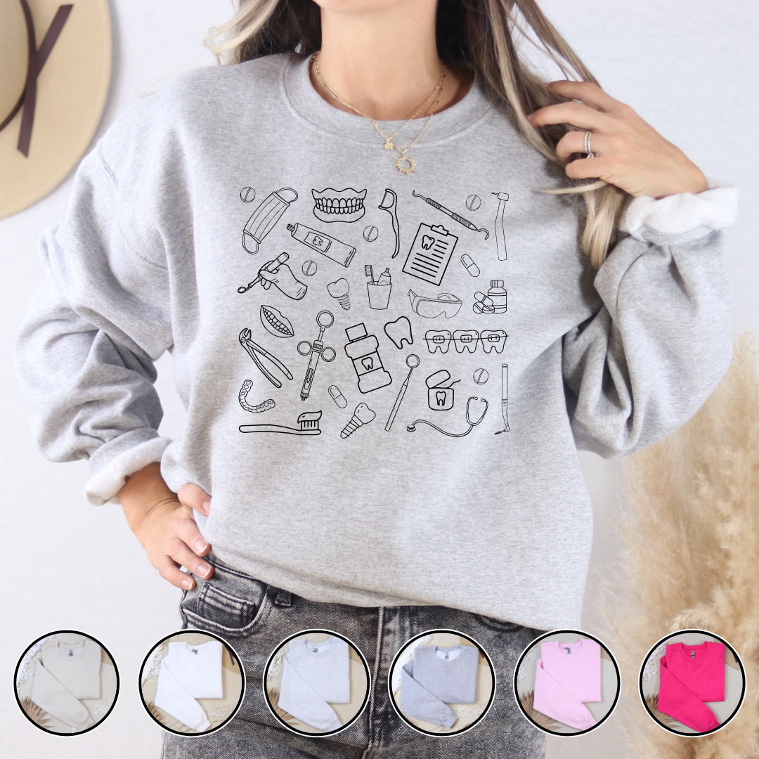 DENTAL DOODLES Crewneck Sweatshirt