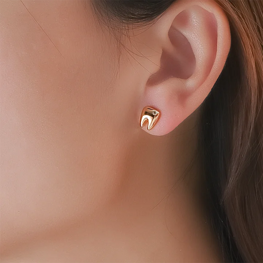 Rose Gold Tooth Stud Earrings - Dental Crazed