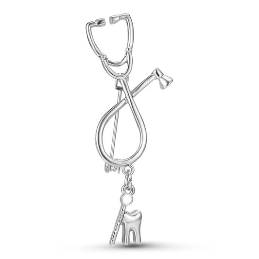 Dental Lapel Pin - Dental Crazed Silver