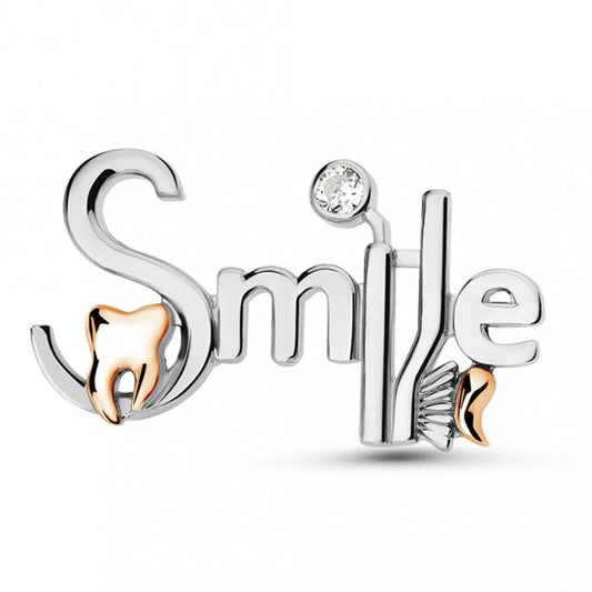 Smile Lapel Pin - Dental Crazed Silver