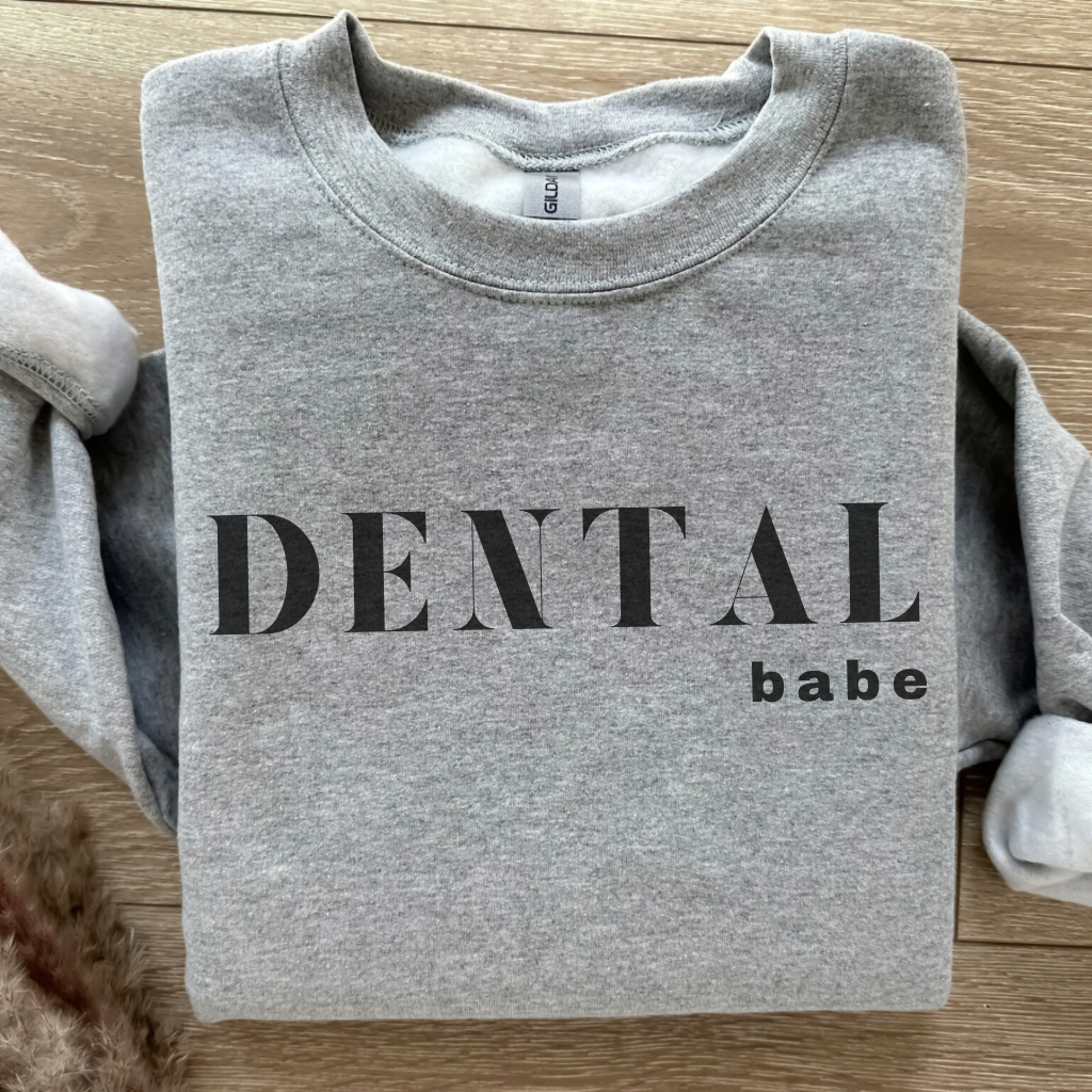 DENTAL babe Crewneck Sweatshirt - Dental Crazed Sports Gray / S