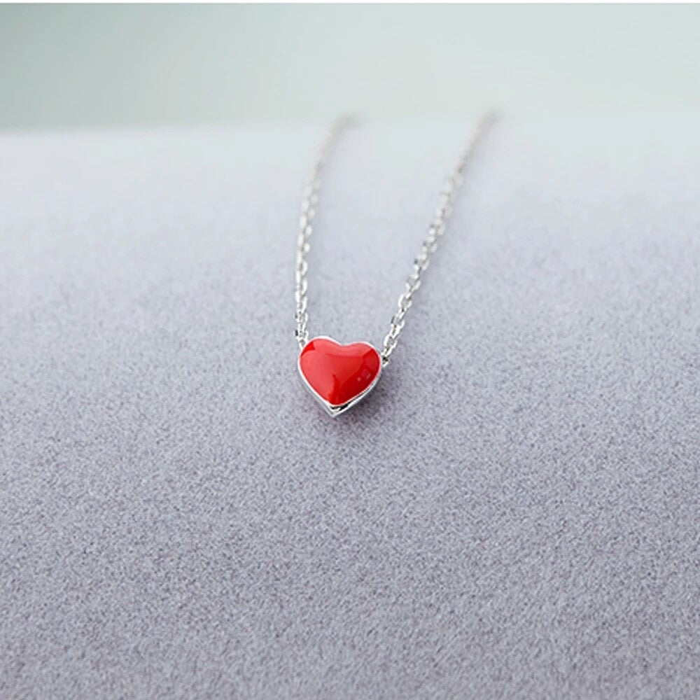 Dainty Red Heart Necklace - Dental Crazed Necklace