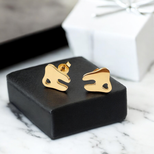 Hollow Heart Tooth Stud Earrings