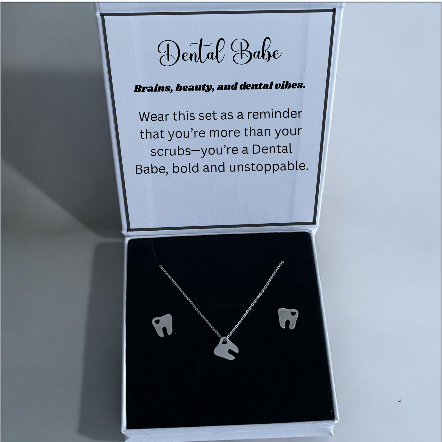 Hollow Heart Tooth Earrings & Necklace Set