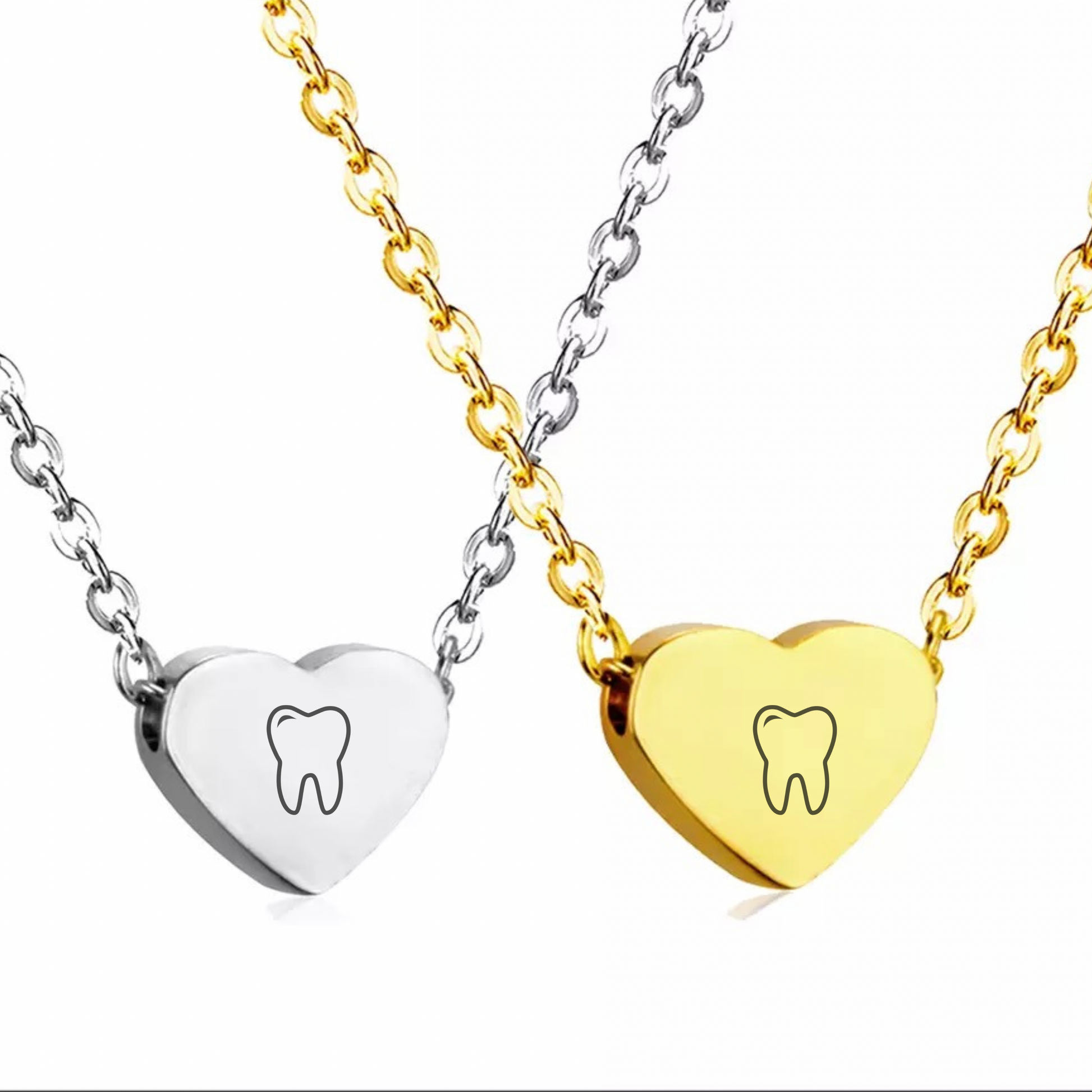 Dainty Heart Tooth Necklace Pendant - Dental Crazed