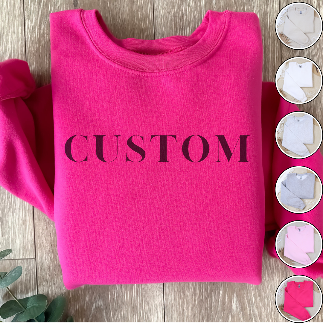 CUSTOM Crewneck Sweatshirt - Dental Crazed Hot Pink / S