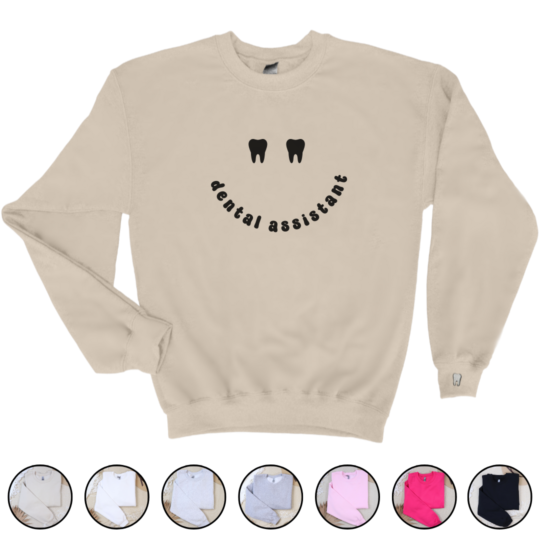 Dental Assistant Smiley Face Crewneck Sweatshirt