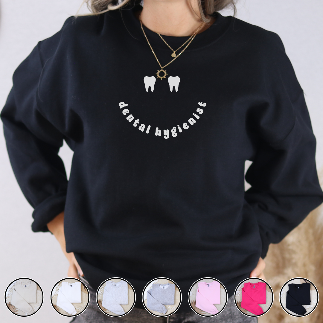 Dental Hygienist Smiley Face Crewneck Sweatshirt