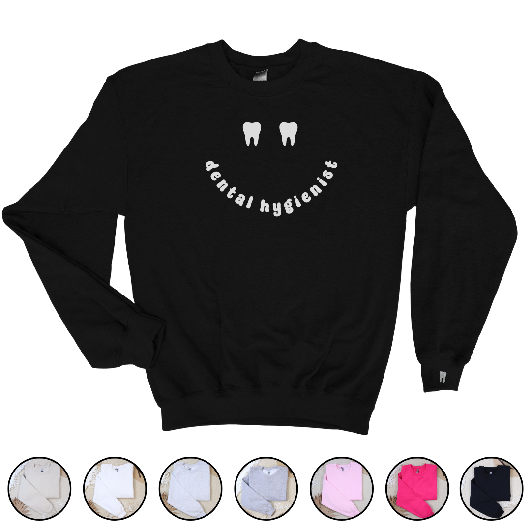 Dental Hygienist Smiley Face Crewneck Sweatshirt