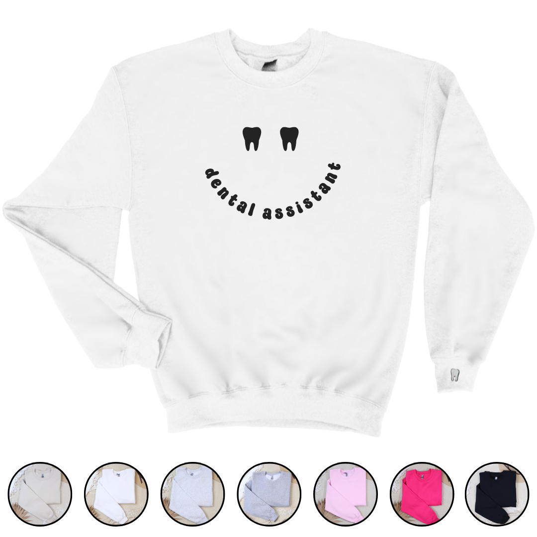 Dental Assistant Smiley Face Crewneck Sweatshirt