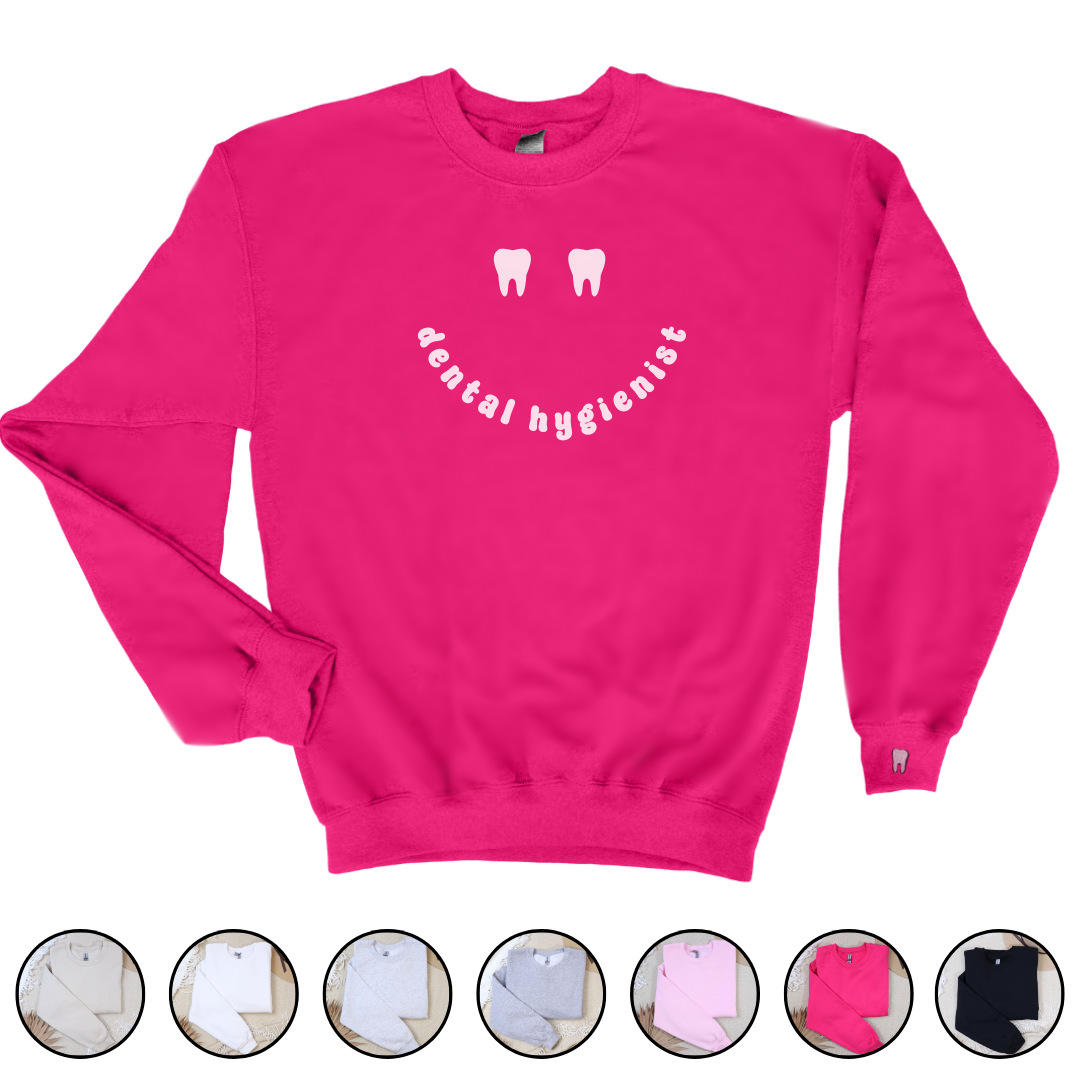 Dental Hygienist Smiley Face Crewneck Sweatshirt