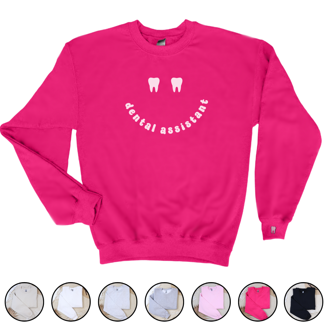 Dental Assistant Smiley Face Crewneck Sweatshirt