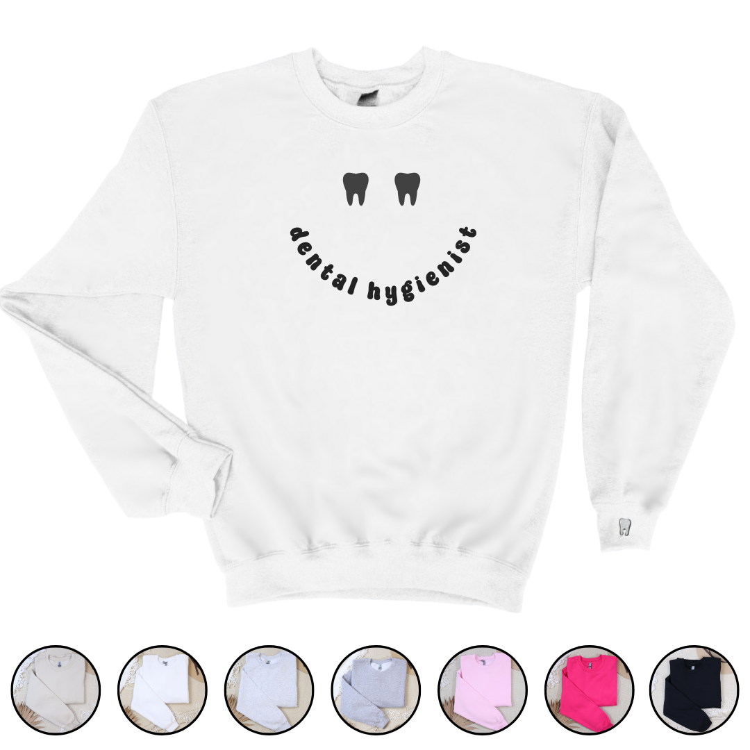 Dental Hygienist Smiley Face Crewneck Sweatshirt