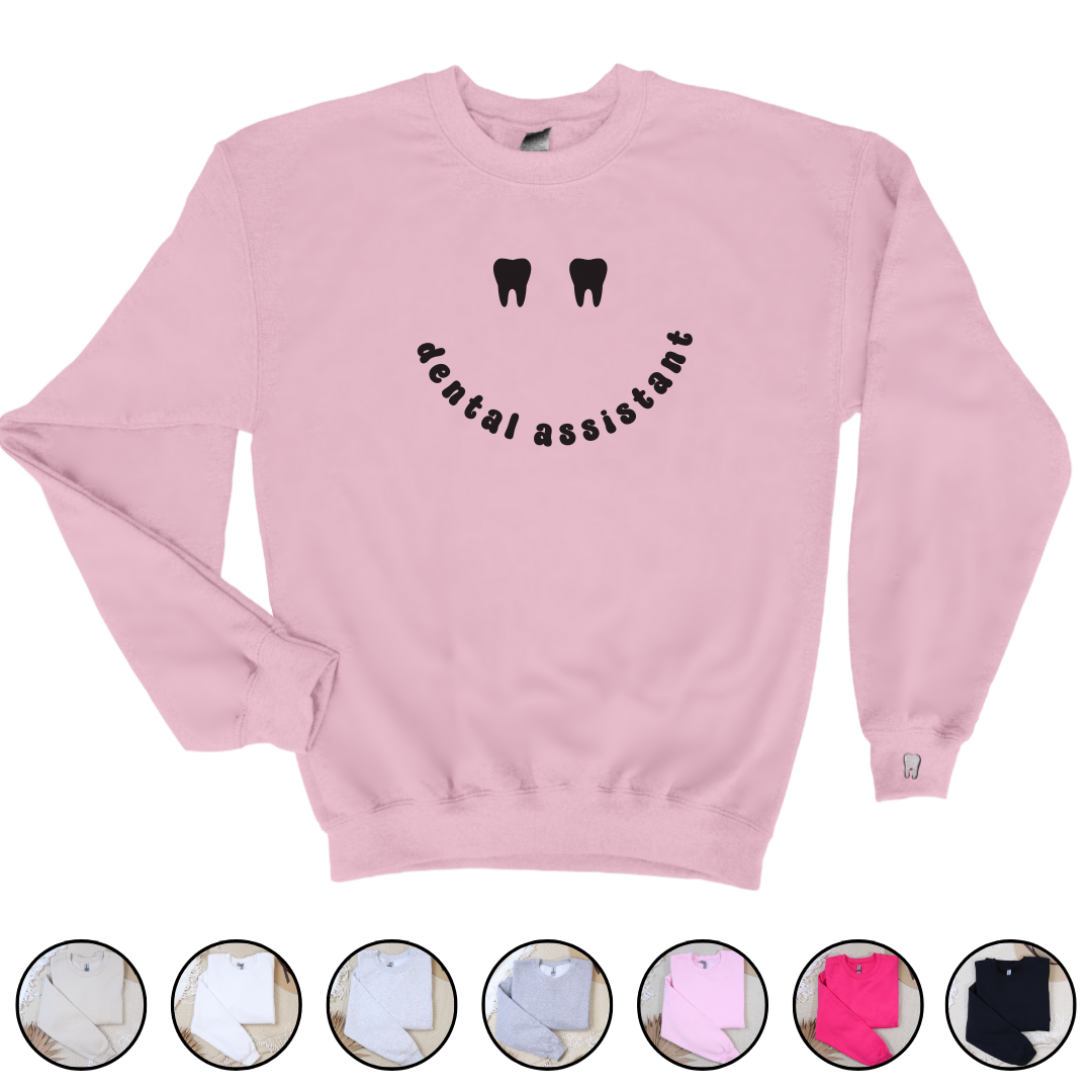 Dental Assistant Smiley Face Crewneck Sweatshirt