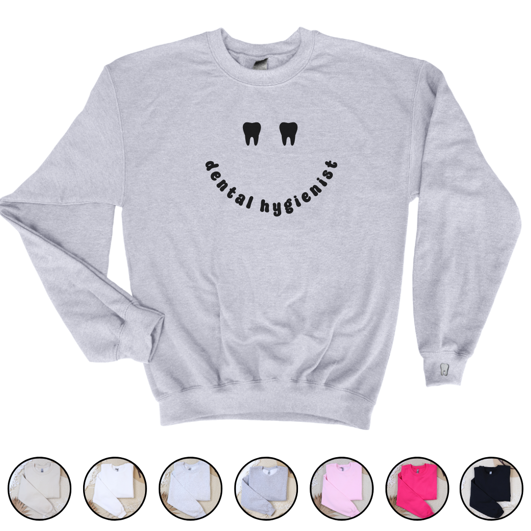 Dental Hygienist Smiley Face Crewneck Sweatshirt