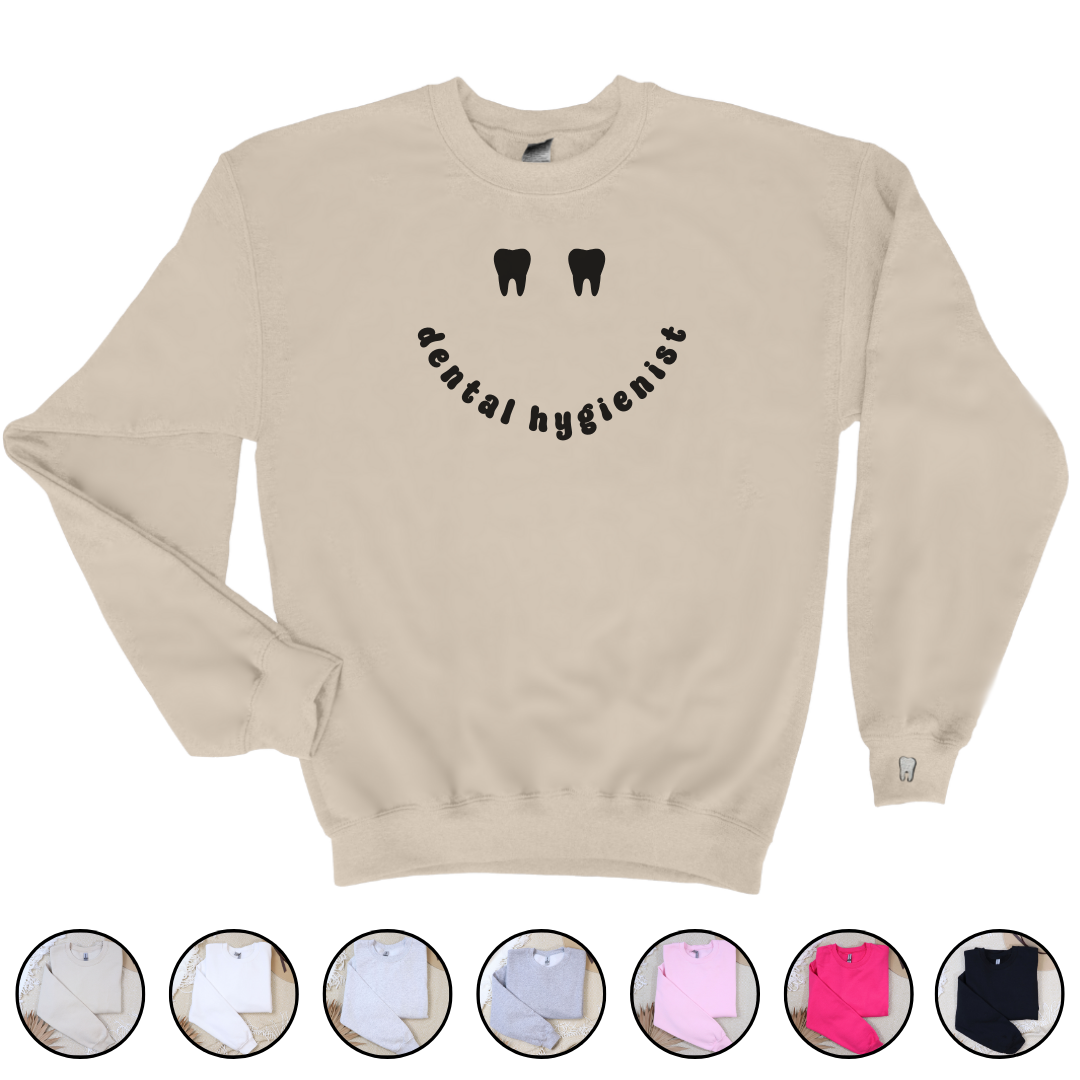 Dental Hygienist Smiley Face Crewneck Sweatshirt