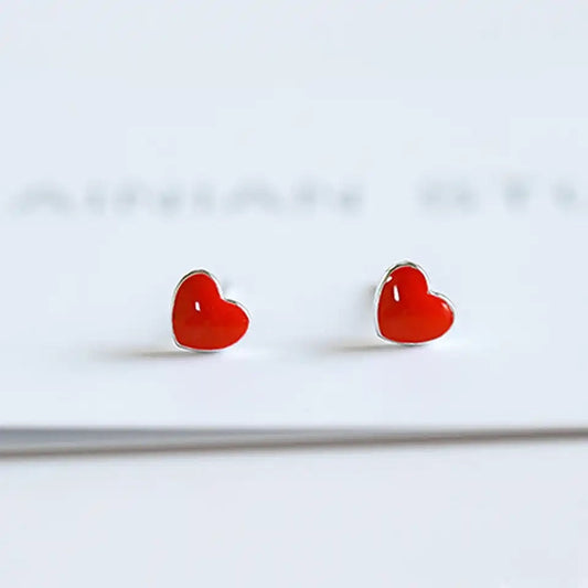 Dainty Red Heart Earrings - Dental Crazed Earrings