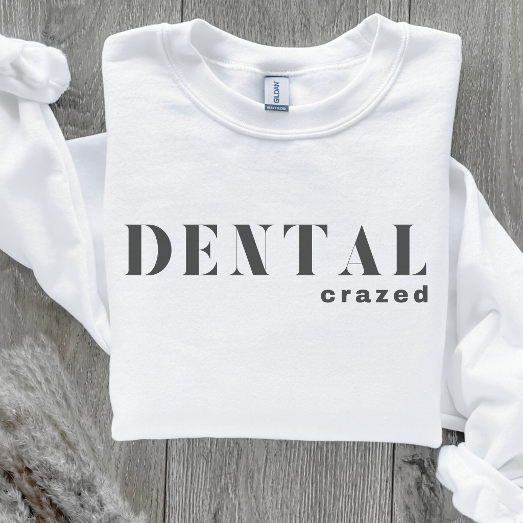 DENTAL crazed Crewneck Sweatshirt - Dental Crazed White / S