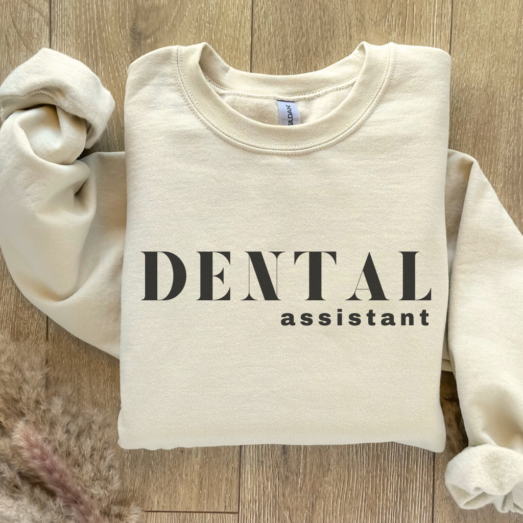 DENTAL assistant Crewneck Sweatshirt - Dental Crazed Sand / S