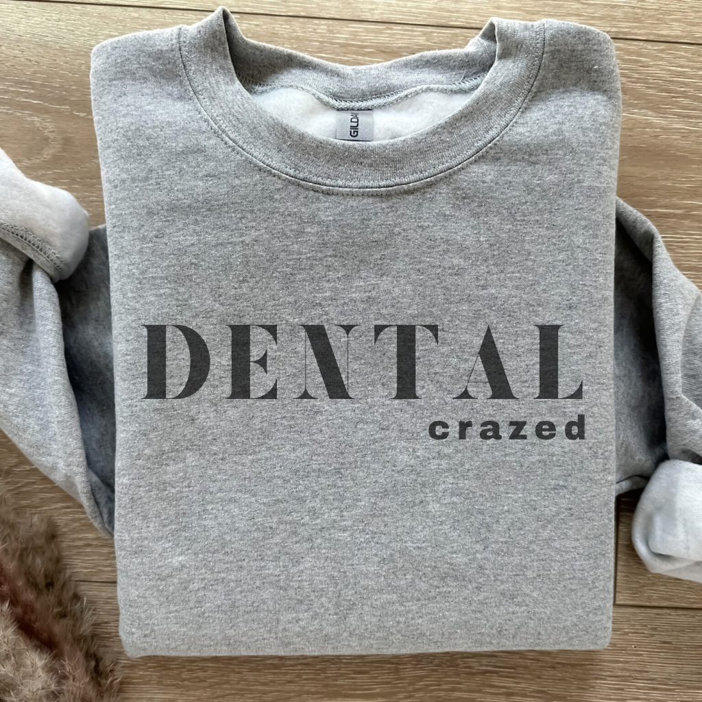 DENTAL crazed Crewneck Sweatshirt - Dental Crazed Sports Gray / S