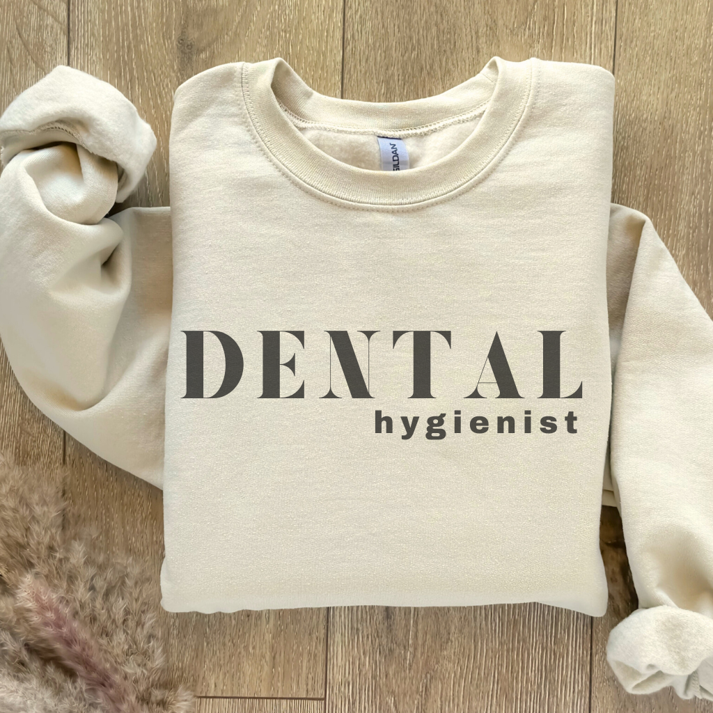 DENTAL hygienist Crewneck Sweatshirt - Dental Crazed Sand / S