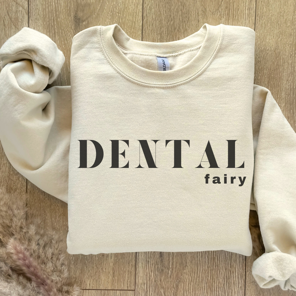 DENTAL fairy Crewneck Sweatshirt - Dental Crazed Sand / S