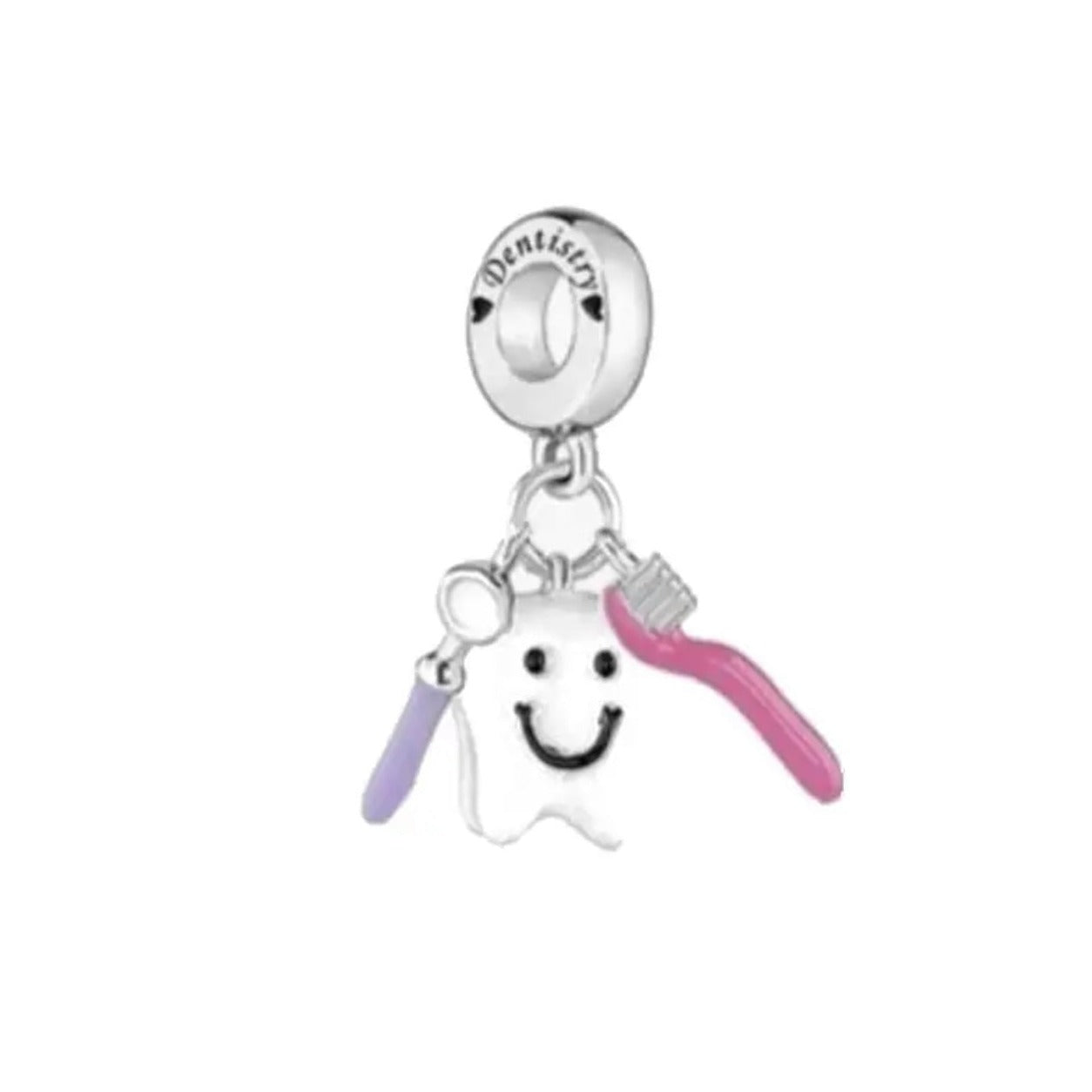 Toothbrush Mouth Mirror Tooth Charm - Dental Crazed Pink