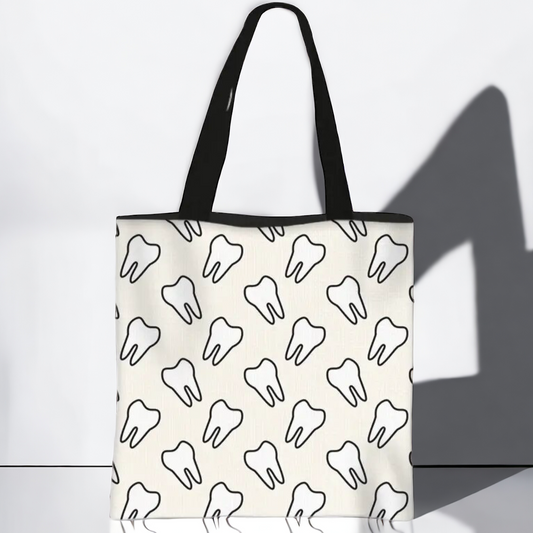 Tooth Tote Bag - Dental Crazed Off White