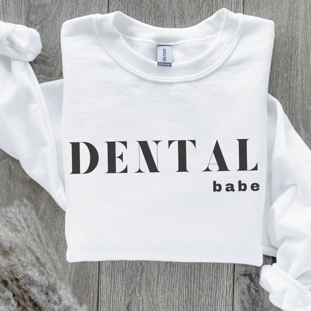 DENTAL babe Crewneck Sweatshirt - Dental Crazed White / S