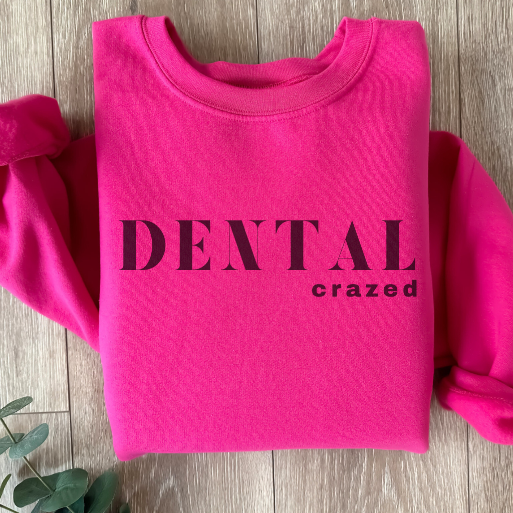 DENTAL crazed Crewneck Sweatshirt - Dental Crazed Hot Pink / S