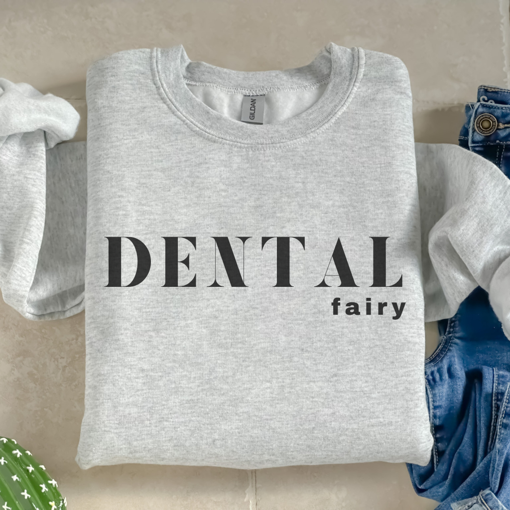 DENTAL fairy Crewneck Sweatshirt - Dental Crazed Ash / S