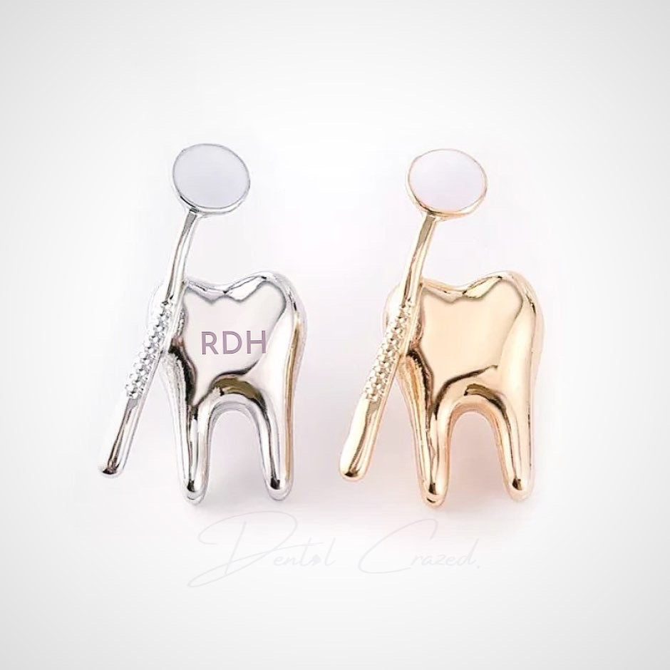 Personalizable Tooth/Mouth Mirror Lapel Pin - Dental Crazed