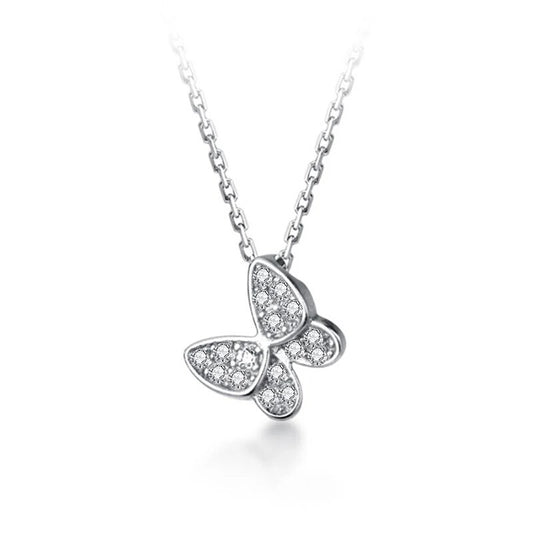 Dainty Butterfly Necklace - Dental Crazed Silver