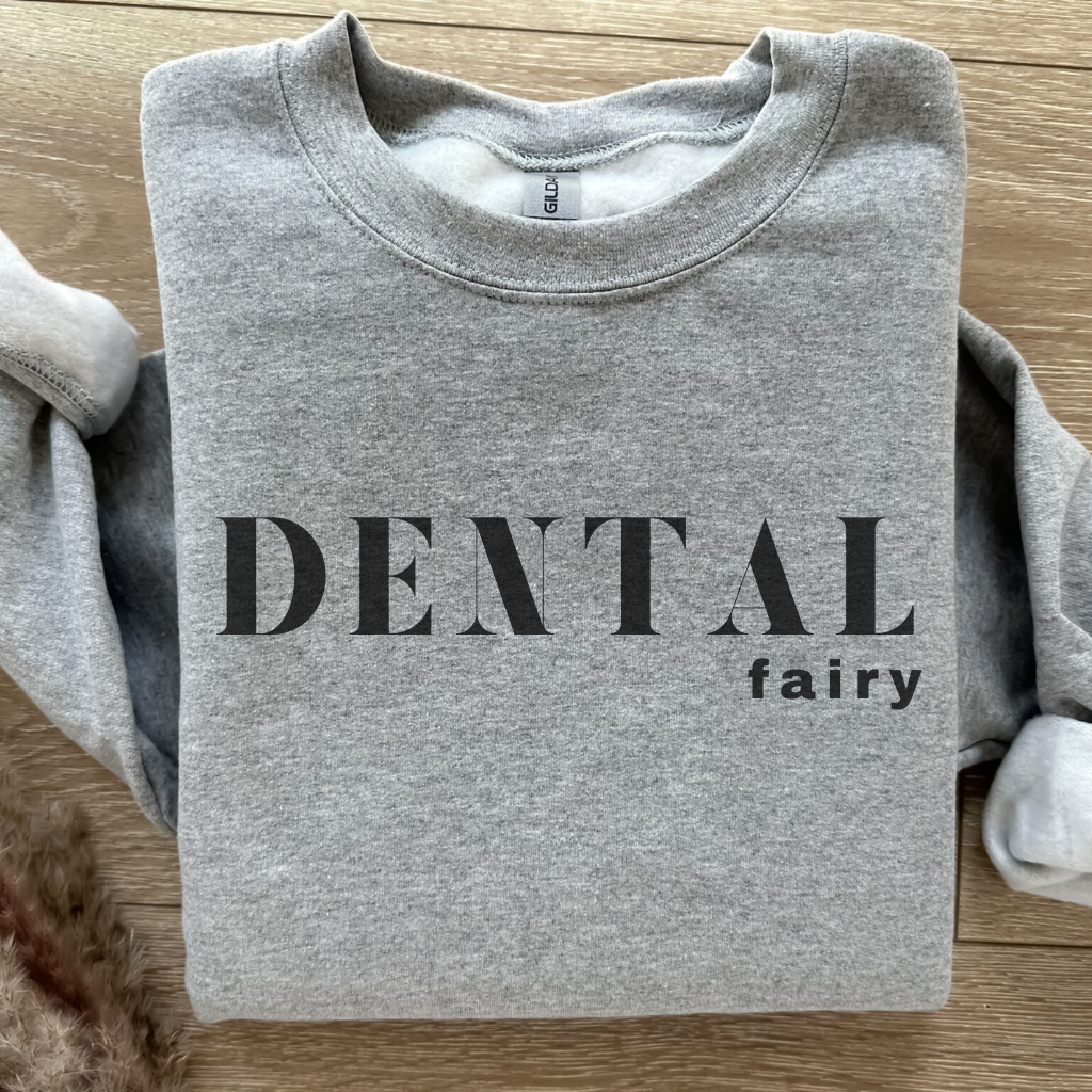 DENTAL fairy Crewneck Sweatshirt - Dental Crazed Sports Gray / S