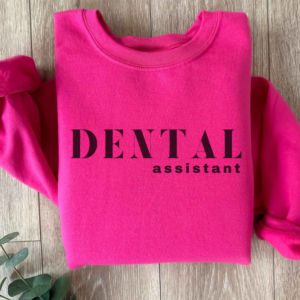 DENTAL assistant Crewneck Sweatshirt - Dental Crazed Hot Pink / S