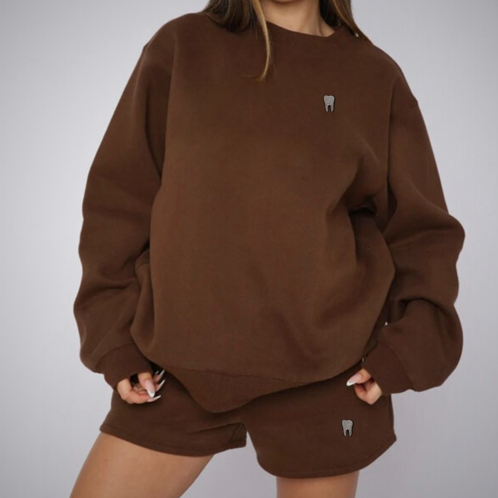 Sweat Short SET Loungewear - Dental Crazed Coffee / S