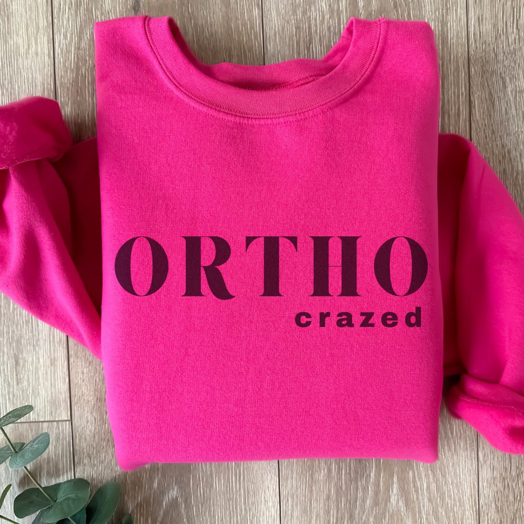 ORTHO crazed Crewneck Sweatshirt - Dental Crazed Hot Pink / S