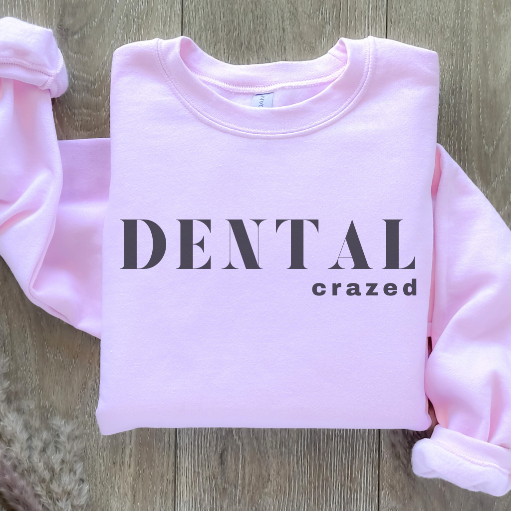 DENTAL crazed Crewneck Sweatshirt - Dental Crazed Light Pink / S