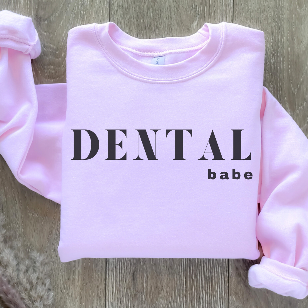 DENTAL babe Crewneck Sweatshirt - Dental Crazed Light Pink / S