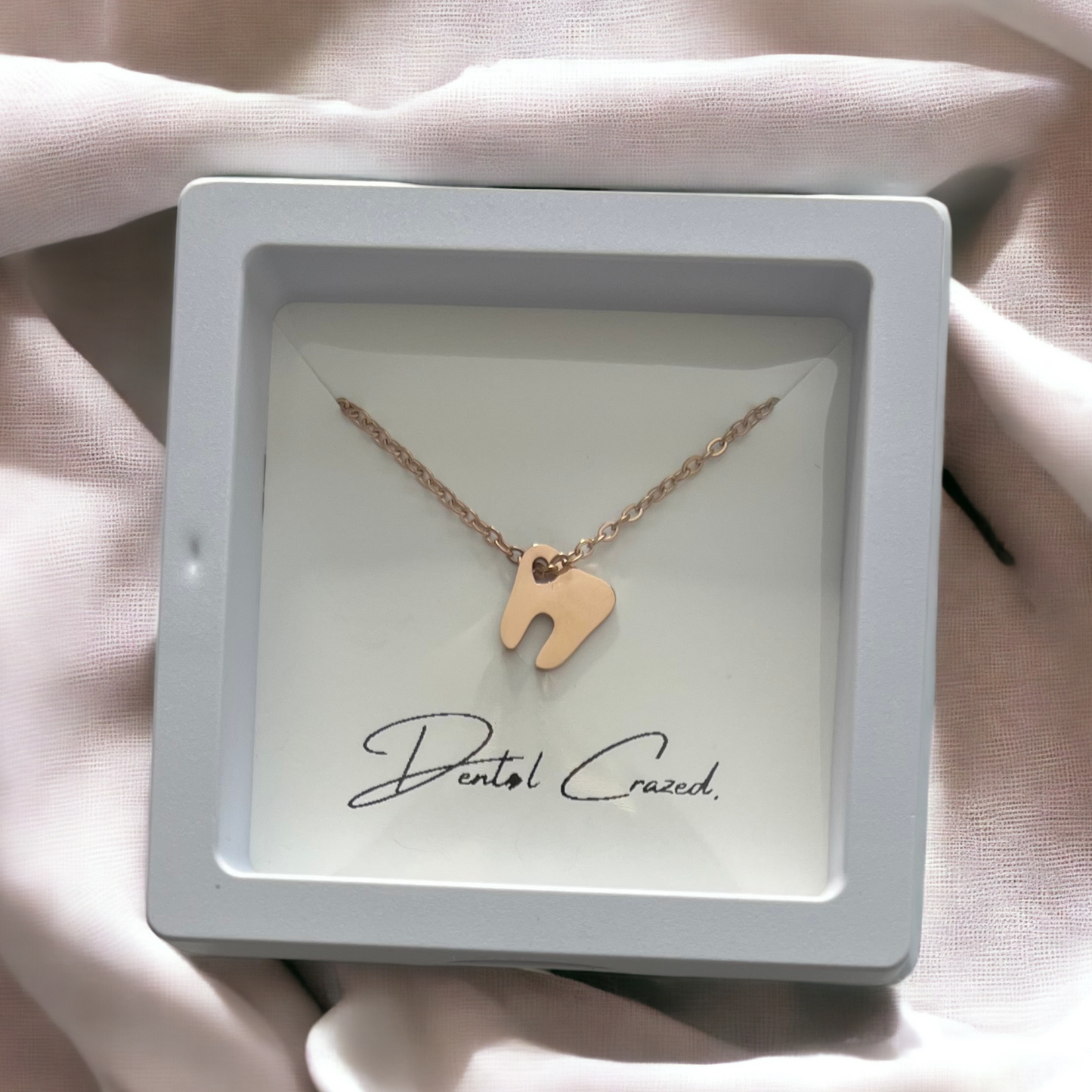 Hollow Heart Tooth Necklace - Dental Crazed Rose Gold