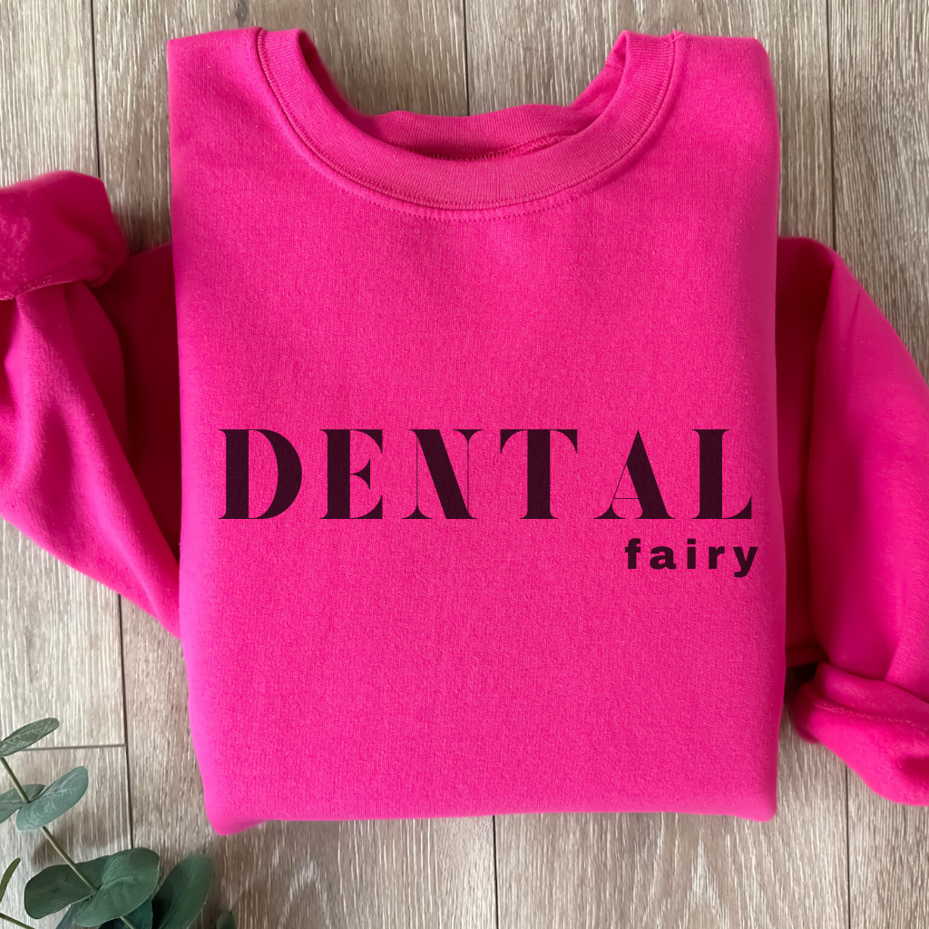 DENTAL fairy Crewneck Sweatshirt - Dental Crazed Hot Pink / S