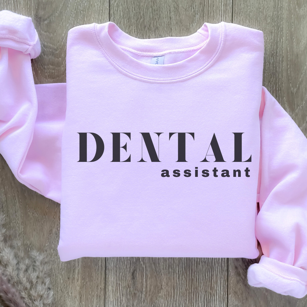 DENTAL assistant Crewneck Sweatshirt - Dental Crazed Light Pink / S