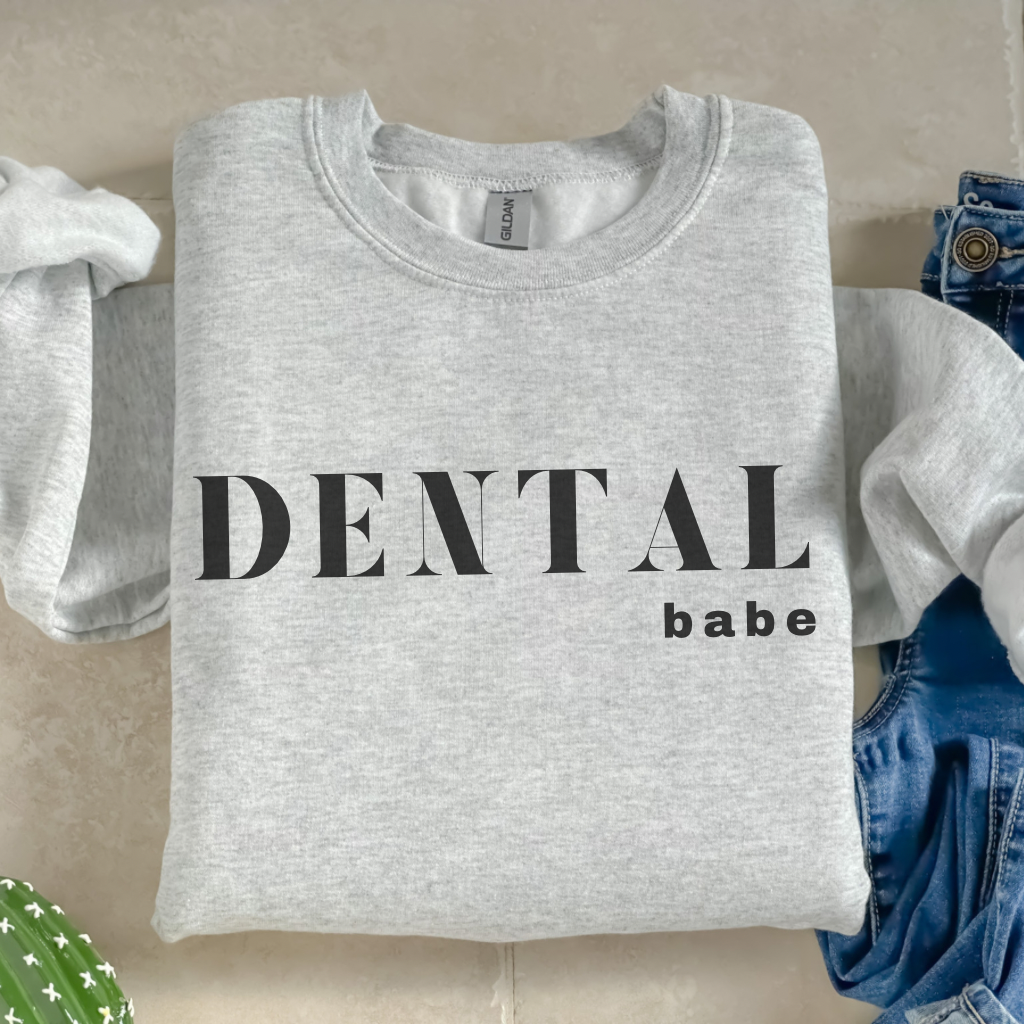 DENTAL babe Crewneck Sweatshirt - Dental Crazed Ash / S