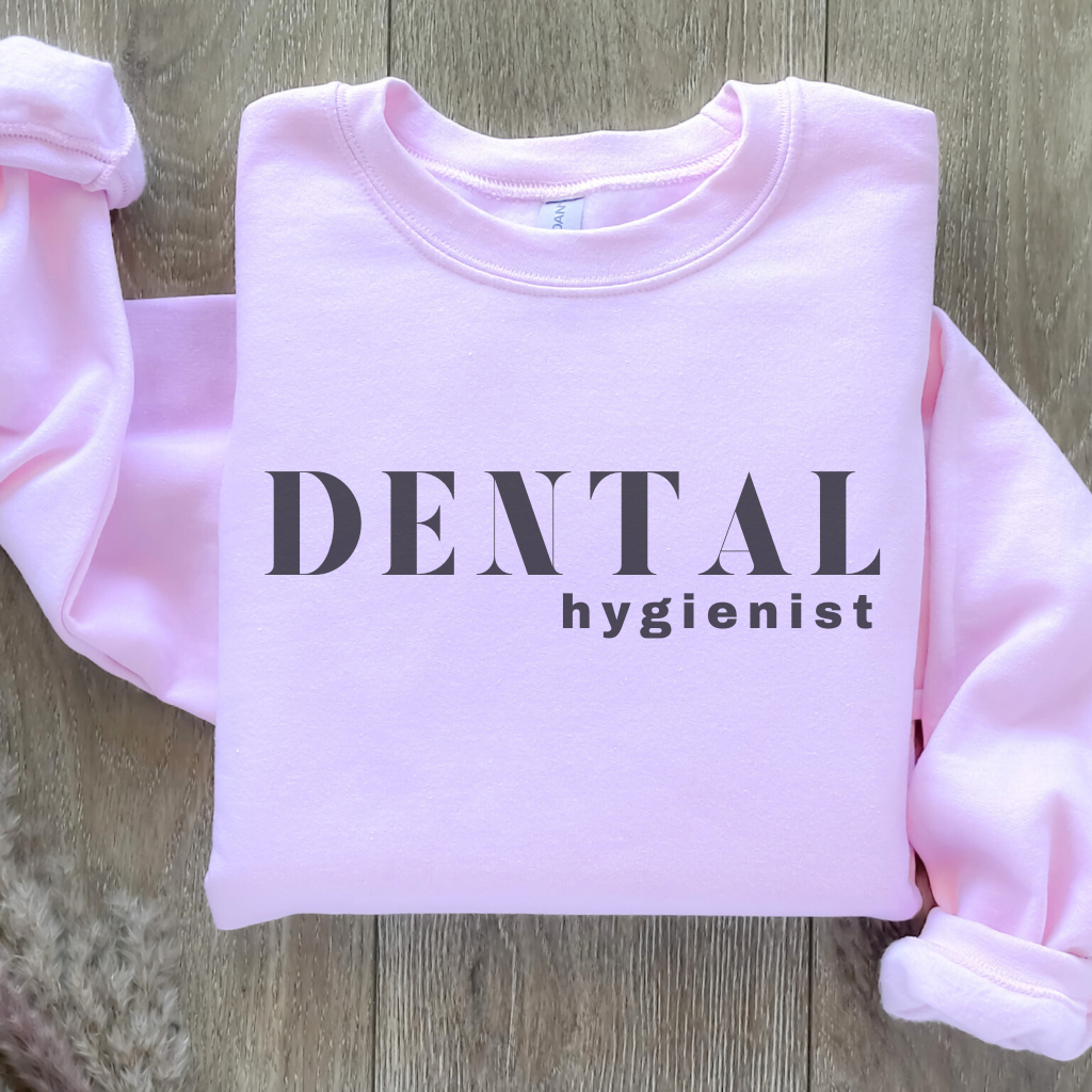 DENTAL hygienist Crewneck Sweatshirt - Dental Crazed Light Pink / S