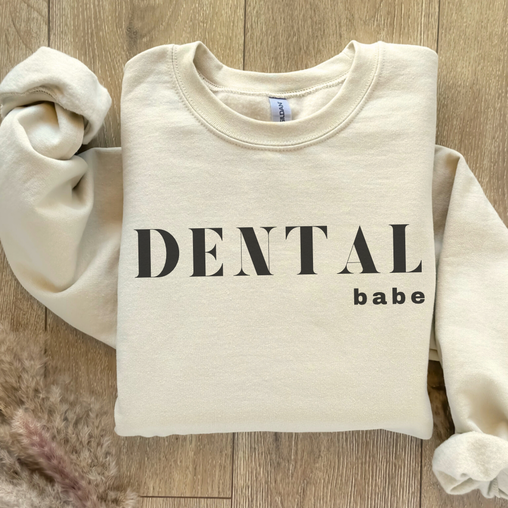 DENTAL babe Crewneck Sweatshirt - Dental Crazed Sand / S