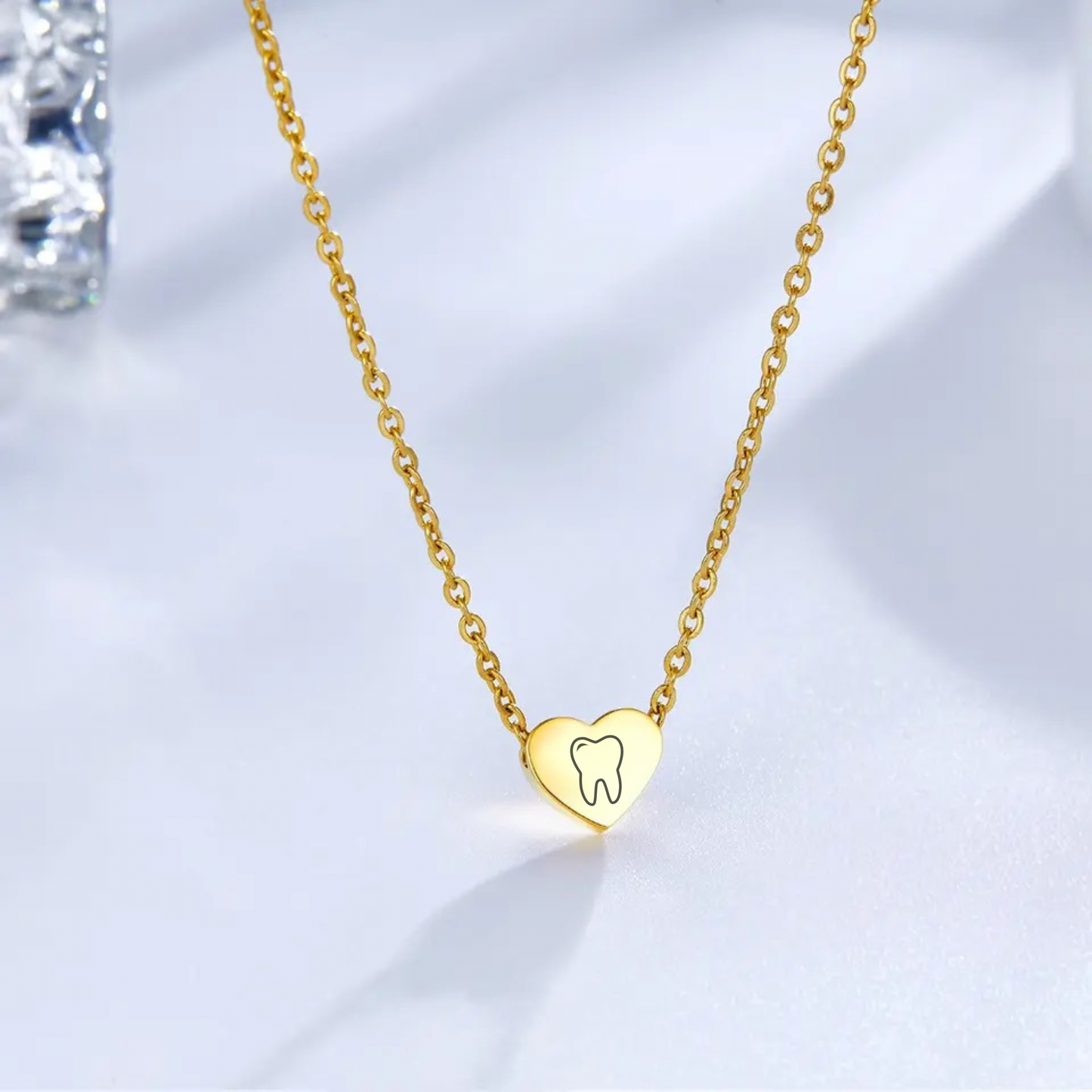 Dainty Heart Tooth Necklace Pendant - Dental Crazed