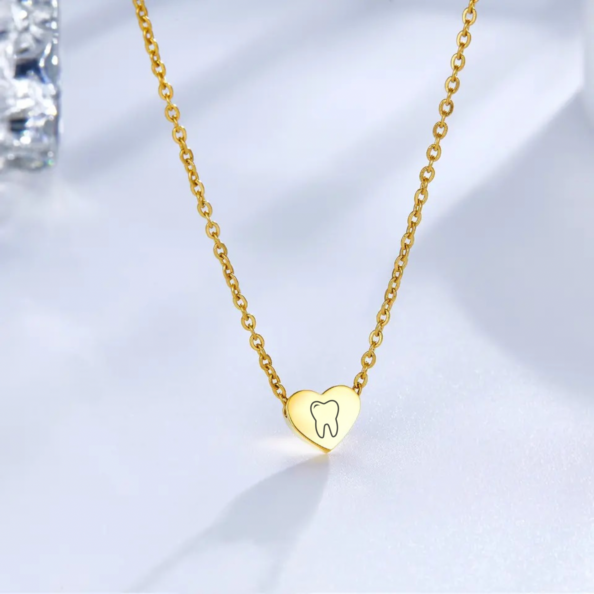 Dainty Heart Tooth Necklace Pendant - Dental Crazed