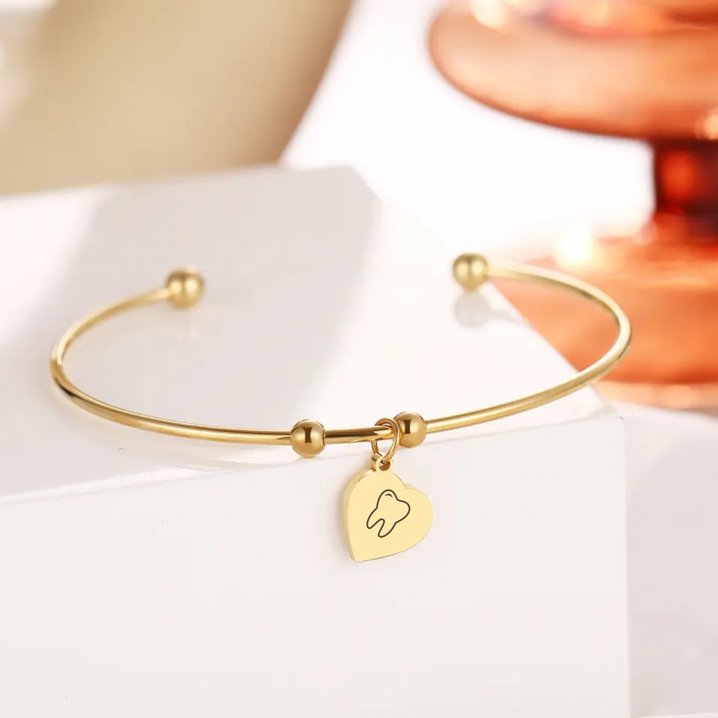 Heart Tooth Bangle - Dental Crazed Gold