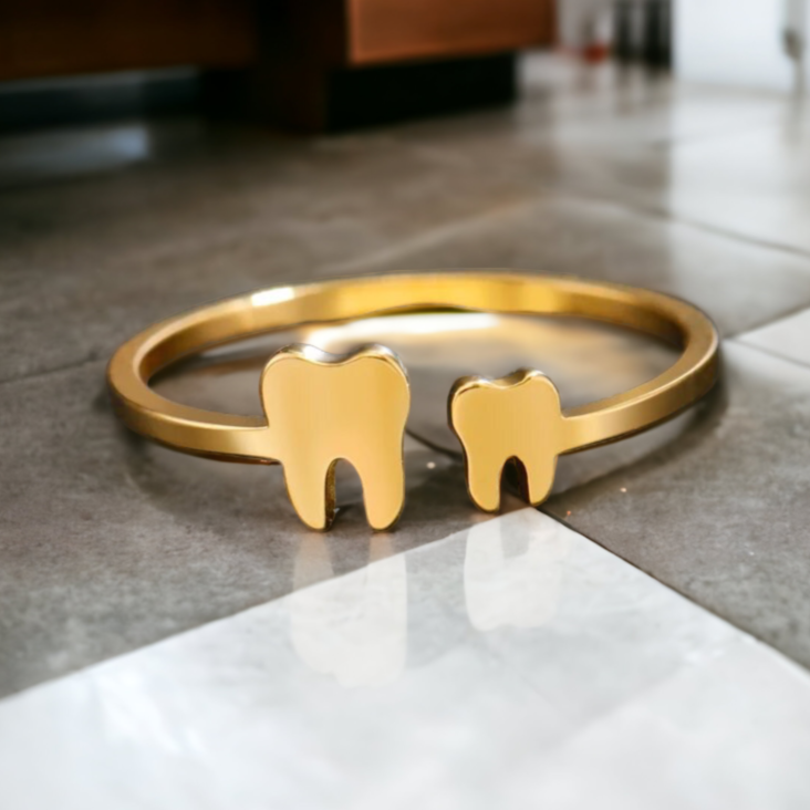 Adjustable Tooth Ring - Dental Crazed Gold